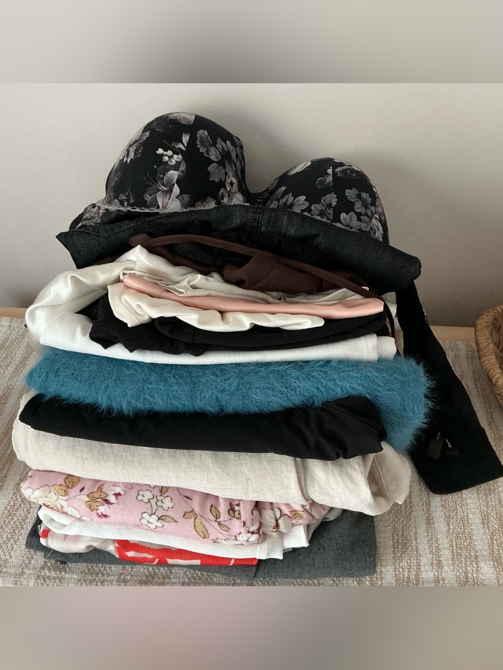 Lot of 16 Pieces Plus Size Clothing Jeans, Blouses, Sweaters, Lingerie and Bra